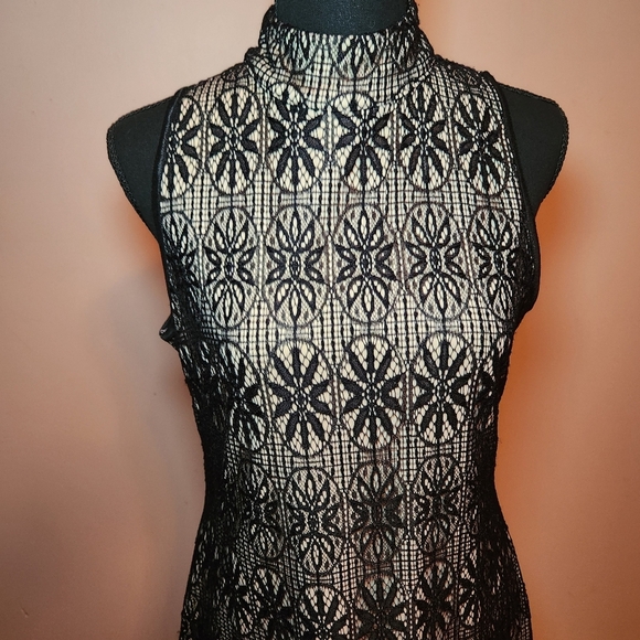 BREEZE EVER Womens Dress Size LARGE White Black Lace Sleeveless Evening - Picture 2 of 8